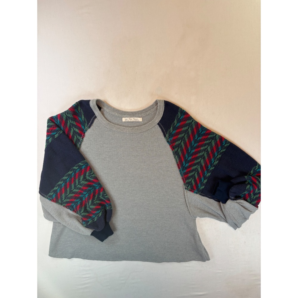 We The Free Free People Waffle Knit Thermal Chevron Raglan Top XSD Dolman Sleeve